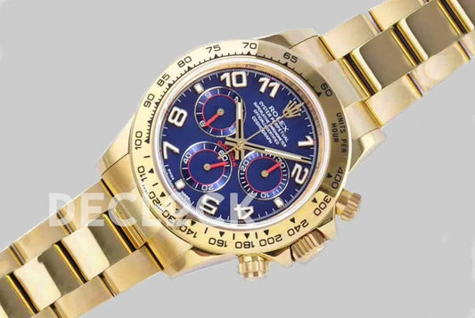 Replica Rolex Daytona 116509-0036 Blue Dial in Yellow Gold | Declock.