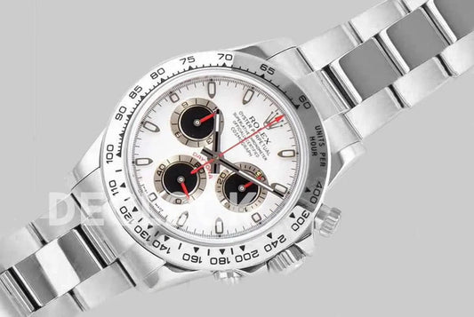 Replica Rolex Daytona 116509-0036 White/Black Dial in White Gold |  Declock.