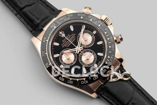 Replica Rolex Daytona 116515 Black Dial in Rose Gold | Declock.