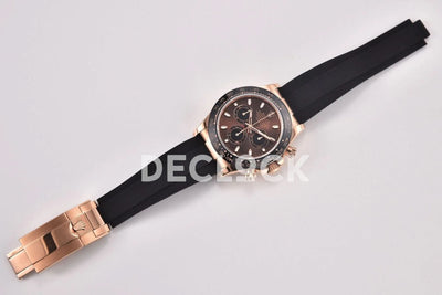 Replica Rolex Daytona 116515 Chocolate Dial in Rose Gold on Rubber Strap