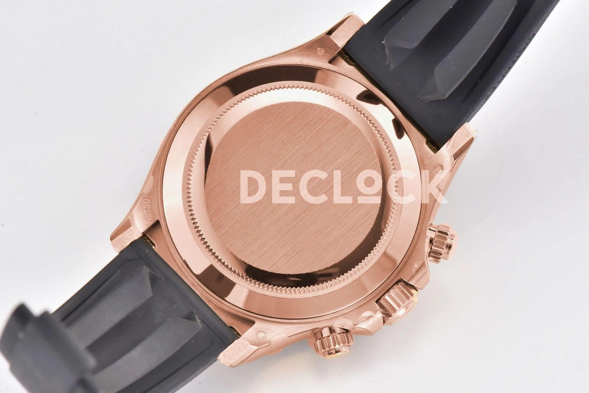 Replica Rolex Daytona 116515 Chocolate Dial in Rose Gold on Rubber Strap |  Declock.