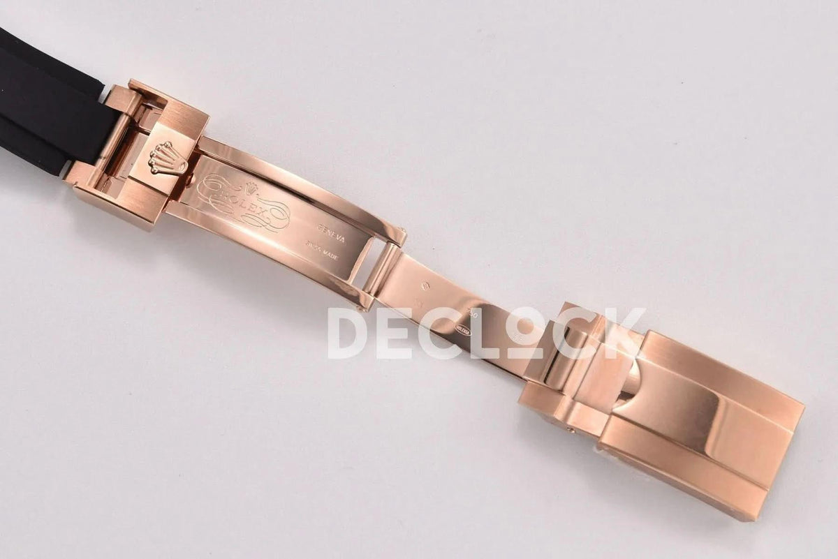 Replica Rolex Daytona 116515 Chocolate Dial in Rose Gold on Rubber Strap |  Declock.