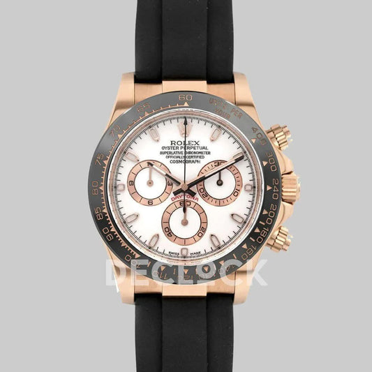 Replica Rolex Daytona 116515LN Pink/White Dial in Everose Gold | Declock.