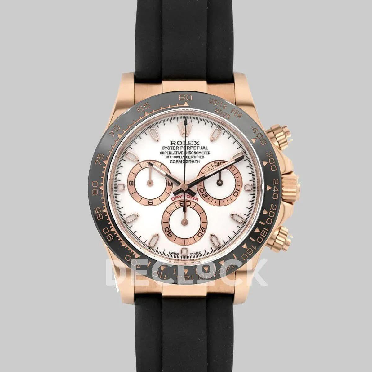 Replica Rolex Daytona 116515LN Pink/White Dial in Everose Gold |  Declock.