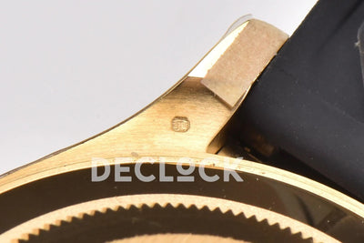 Replica Rolex Daytona 116518LN Black/Champagne Index “Newman” Dial in Yellow Gold on Rubber Strap