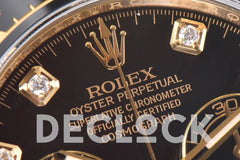 Replica Rolex Daytona 116518LN Black Dial in Yellow Gold on Rubber Strap