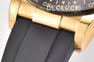 Replica Rolex Daytona 116518LN Black Dial in Yellow Gold on Rubber Strap