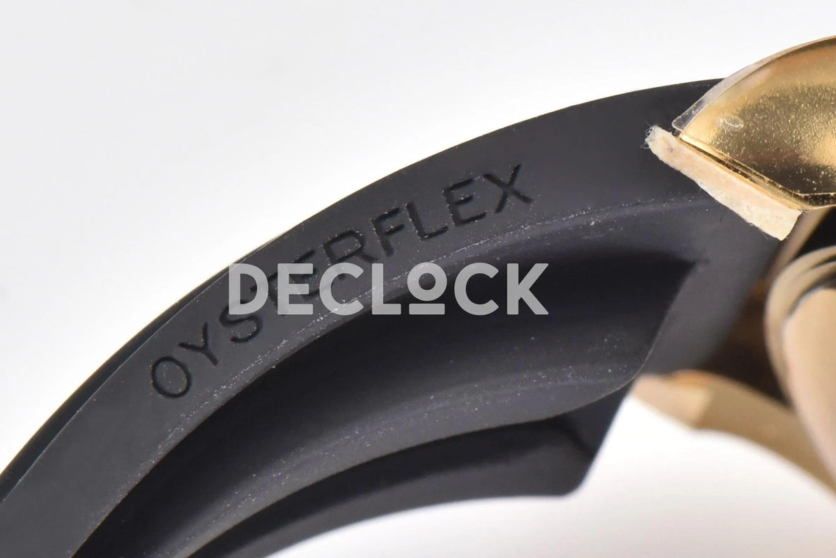 Replica Rolex Daytona 116518LN Black/Champagne Index “Newman” Dial in Yellow Gold on Rubber Strap |  Declock.