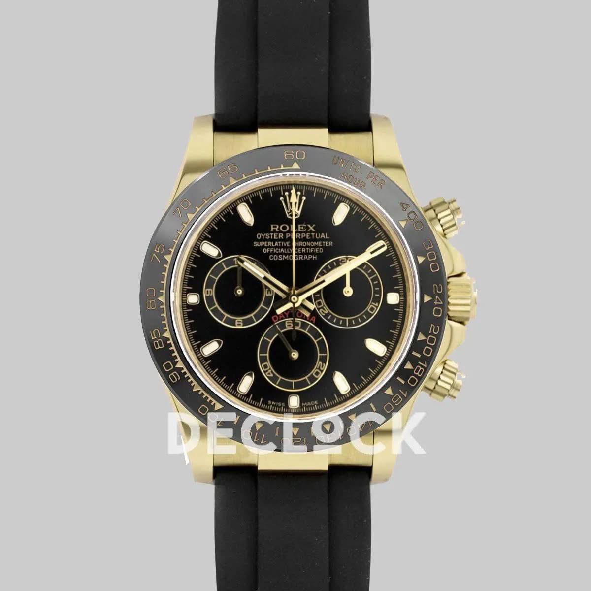 Replica Rolex Daytona 116518LN Black Dial in Yellow Gold |  Declock.