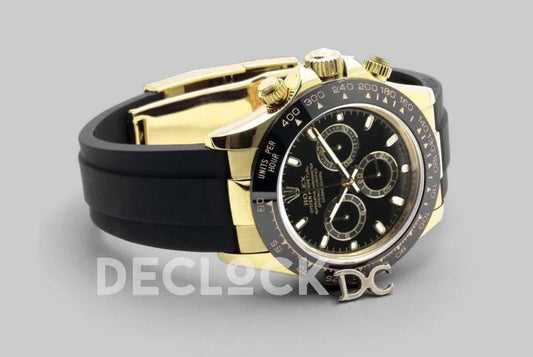 Replica Rolex Daytona 116518LN Black Dial in Yellow Gold | Declock.