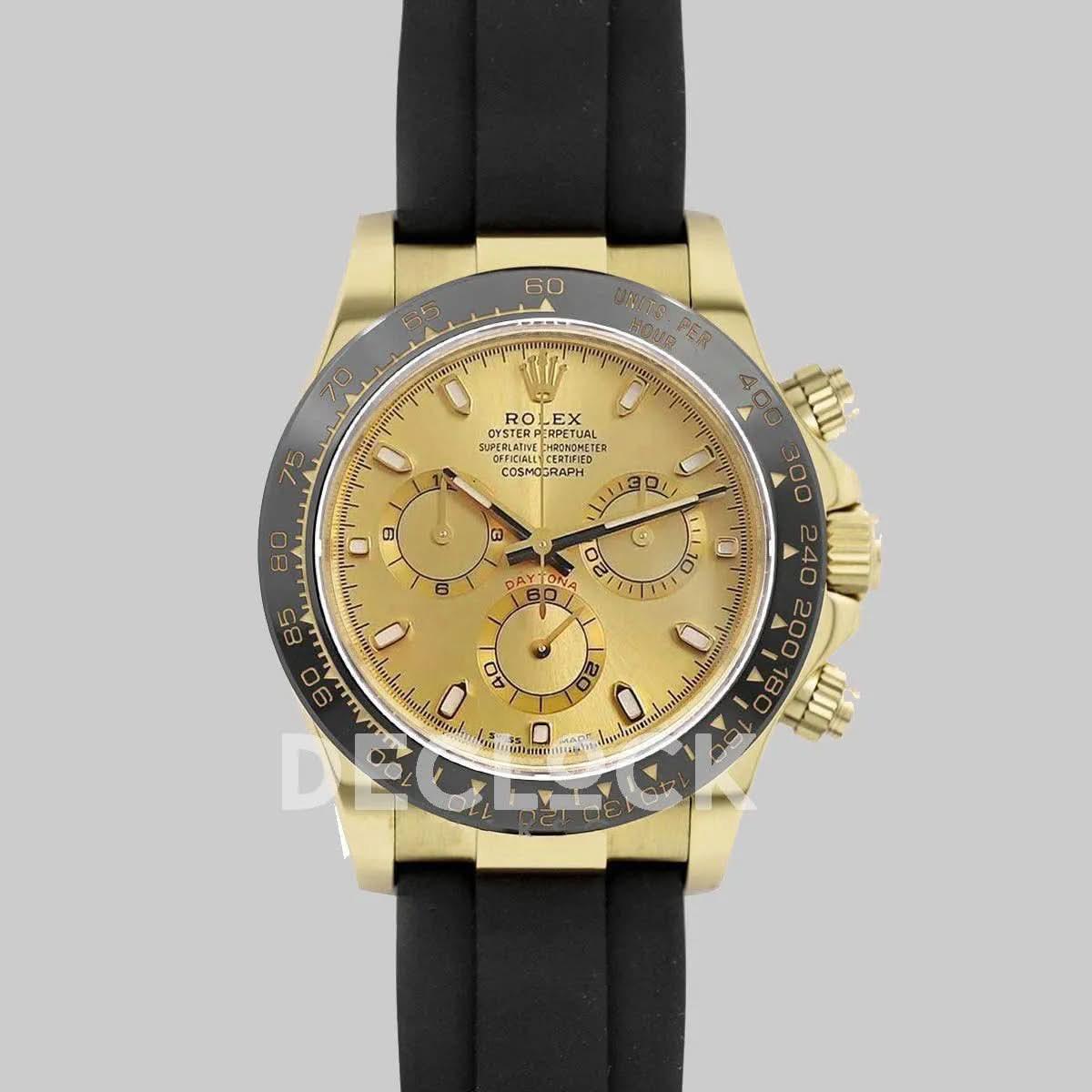 Replica Rolex Daytona 116518LN Champagne Dial in Yellow Gold |  Declock.