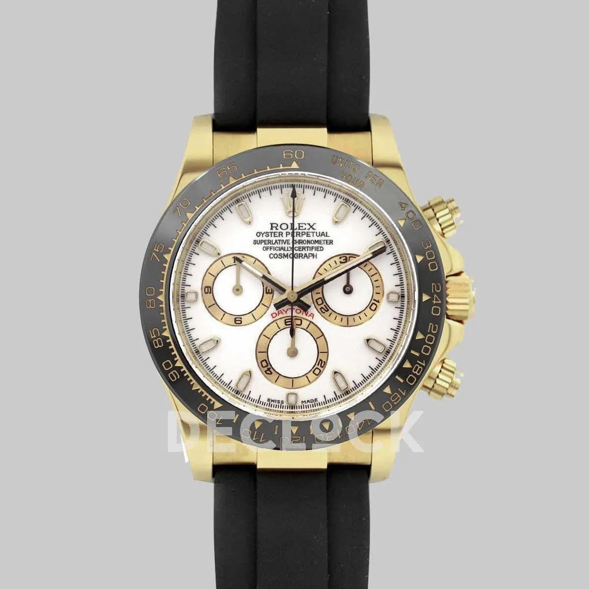 Replica Rolex Daytona 116518LN White Dial in Yellow Gold |  Declock.