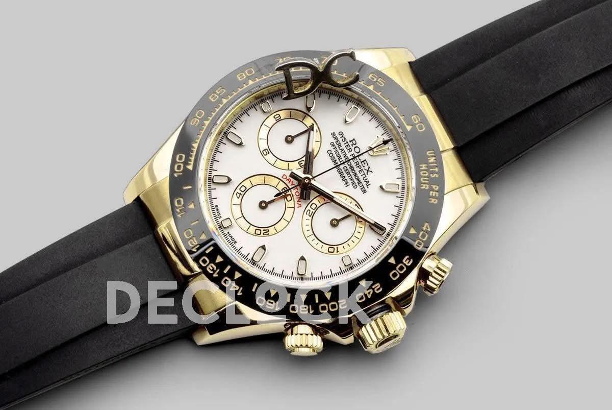 Replica Rolex Daytona 116518LN White Dial in Yellow Gold |  Declock.