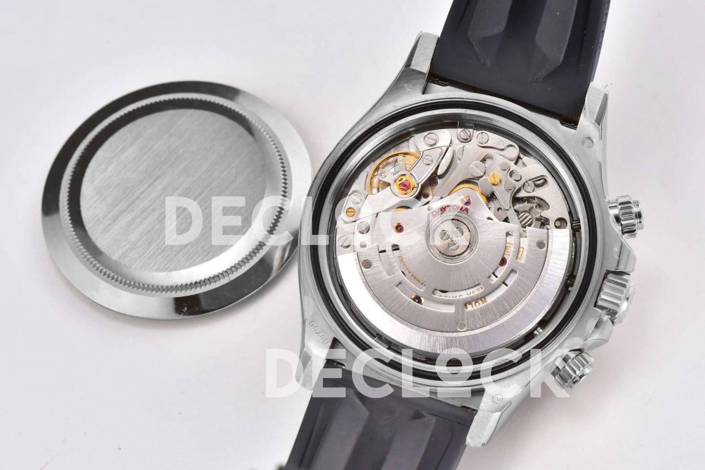 Replica Rolex Daytona 116519 White Dial in White Gold on Rubber Strap |  Declock.