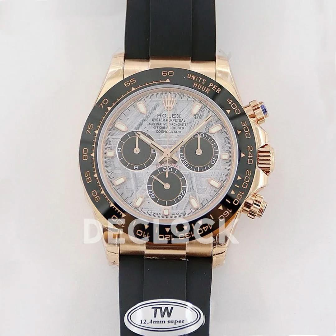 Replica Rolex Daytona 116519LN Rose Gold in Meteorite Dial |  Declock.