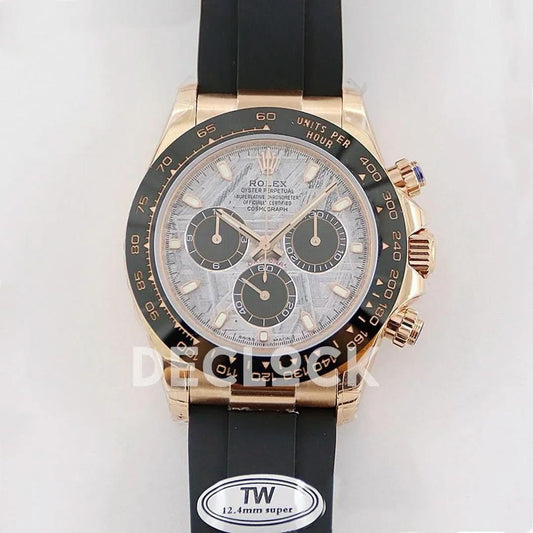 Replica Rolex Daytona 116519LN Rose Gold in Meteorite Dial | Declock.