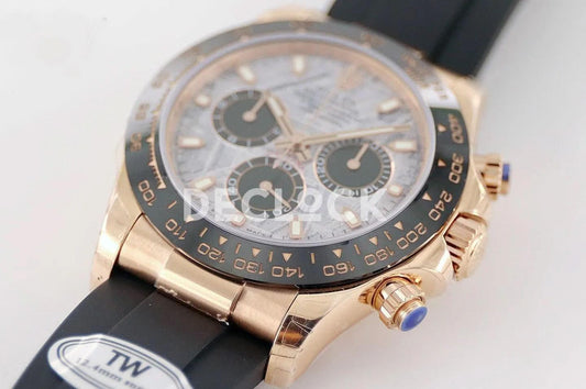 Replica Rolex Daytona 116519LN Rose Gold in Meteorite Dial | Declock.