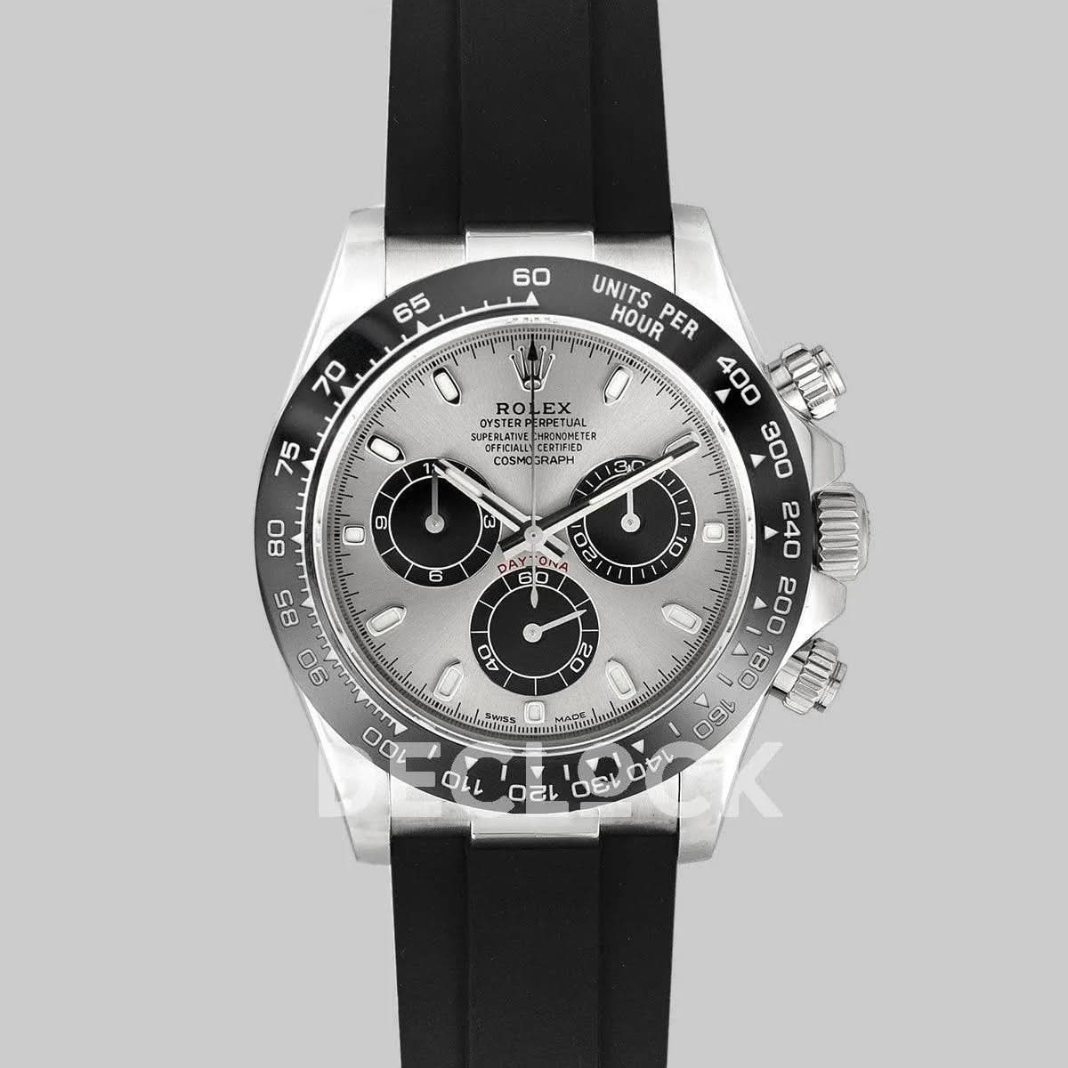 Replica Rolex Daytona 116519LN Steel and Black Dial in White Gold