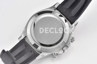 Replica Rolex Daytona 116519LN White MOP Dial in White Gold on Rubber Strap