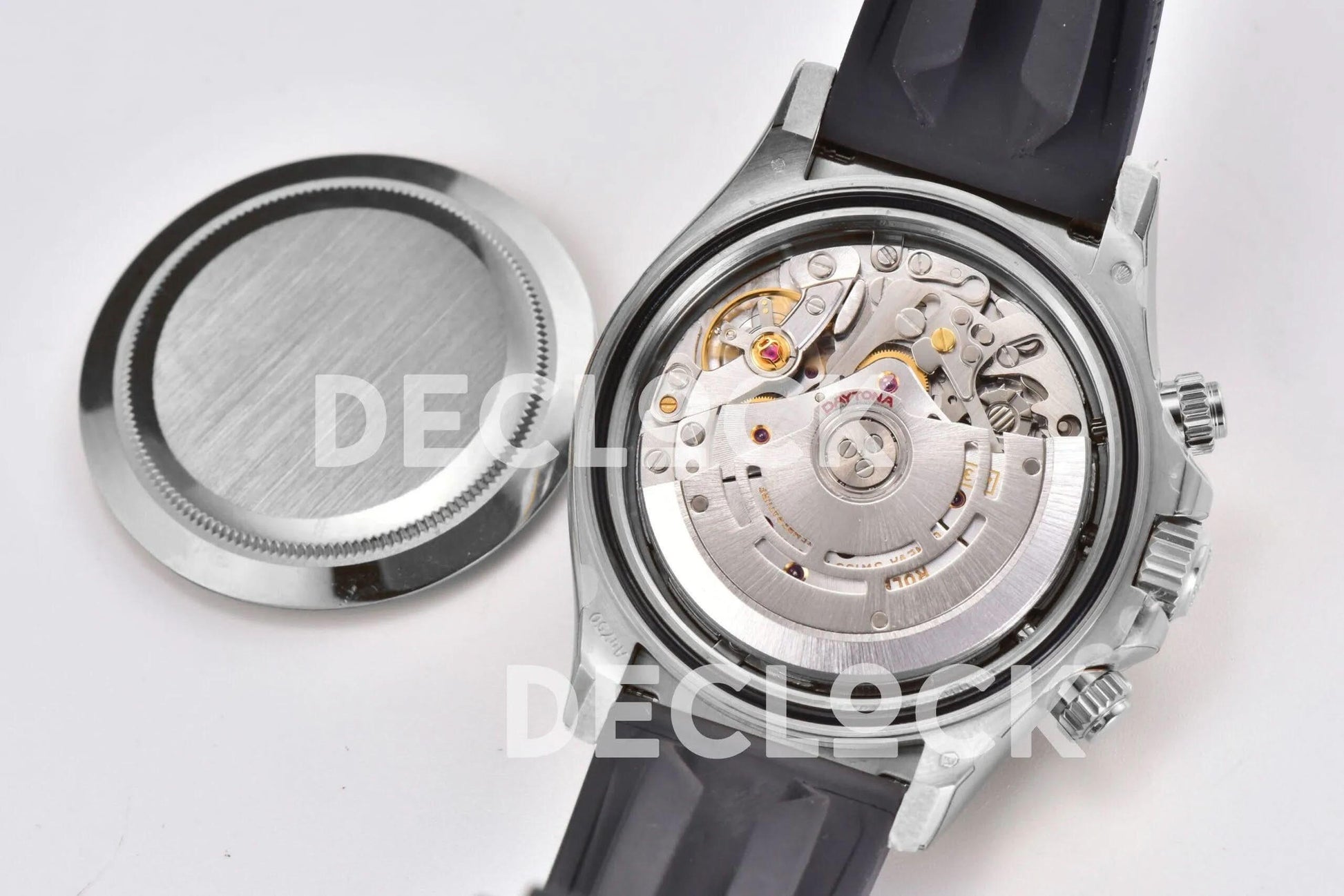 Replica Rolex Daytona 116519LN White MOP Dial in White Gold on Rubber Strap |  Declock.