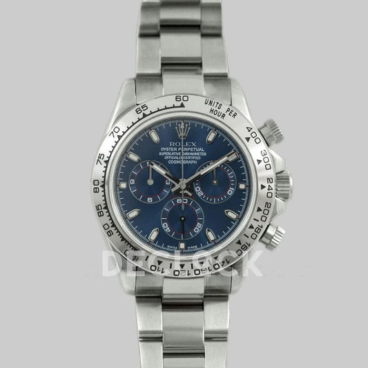 Replica Rolex Daytona 116520 Blue Dial in White Gold | Declock.