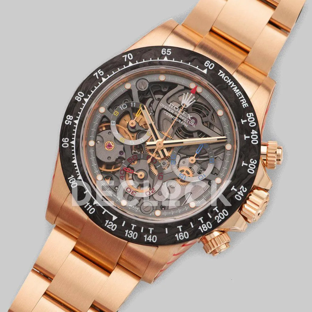 Replica Rolex Daytona 116520 Skeleton La Montoya in Rose Gold