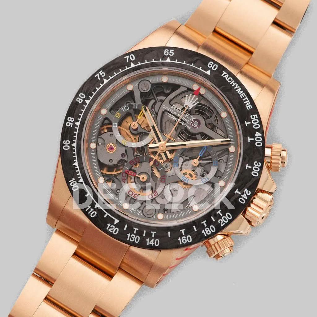 Replica Rolex Daytona 116520 Skeleton La Montoya in Rose Gold