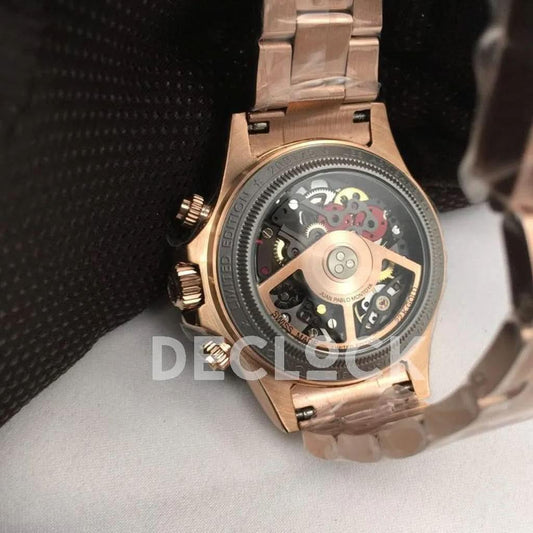 Replica Rolex Daytona 116520 Skeleton La Montoya in Rose Gold |  Declock.