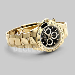 Replica Rolex Daytona 116528 Black Dial with Yellow Gold Bracelet