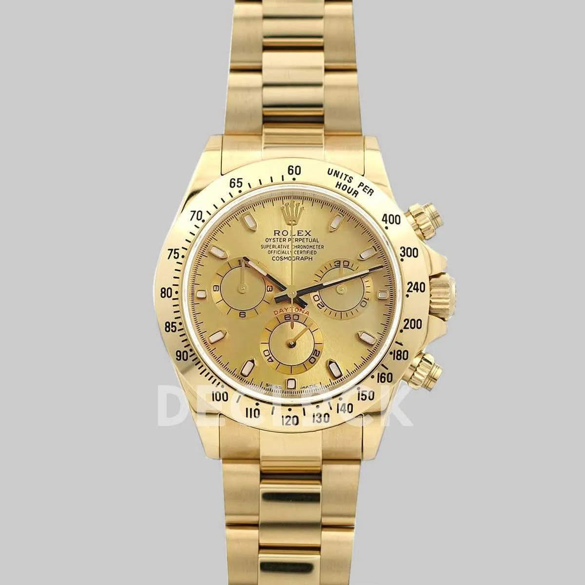 Replica Rolex Daytona 116528 Gold Dial with Yellow Gold Bracelet |  Declock.