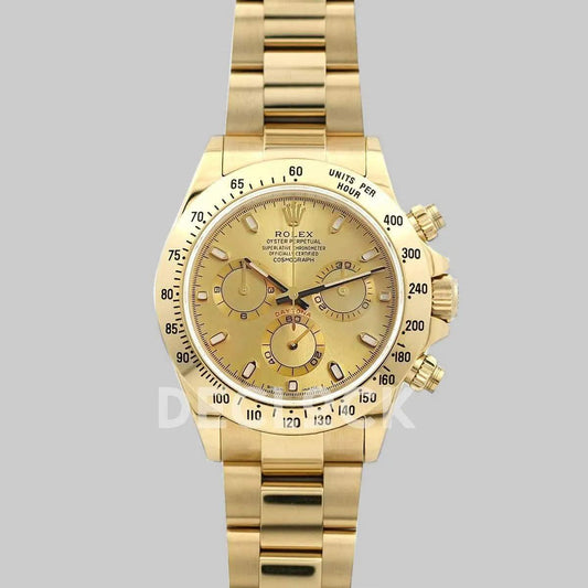 Replica Rolex Daytona 116528 Gold Dial with Yellow Gold Bracelet | Declock.