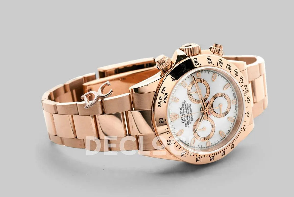 Replica Rolex Daytona 116528 White Dial with Rose Gold Bracelet