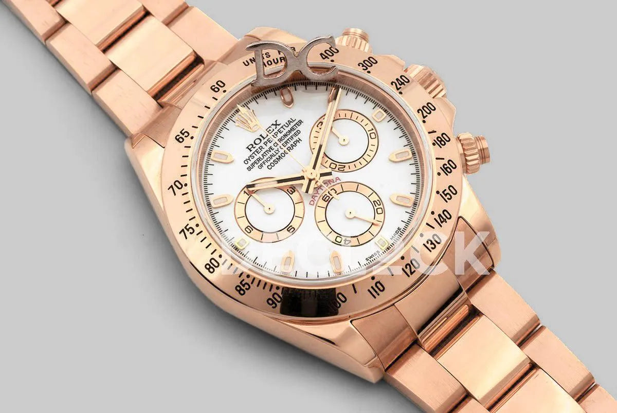 Replica Rolex Daytona 116528 White Dial with Rose Gold Bracelet