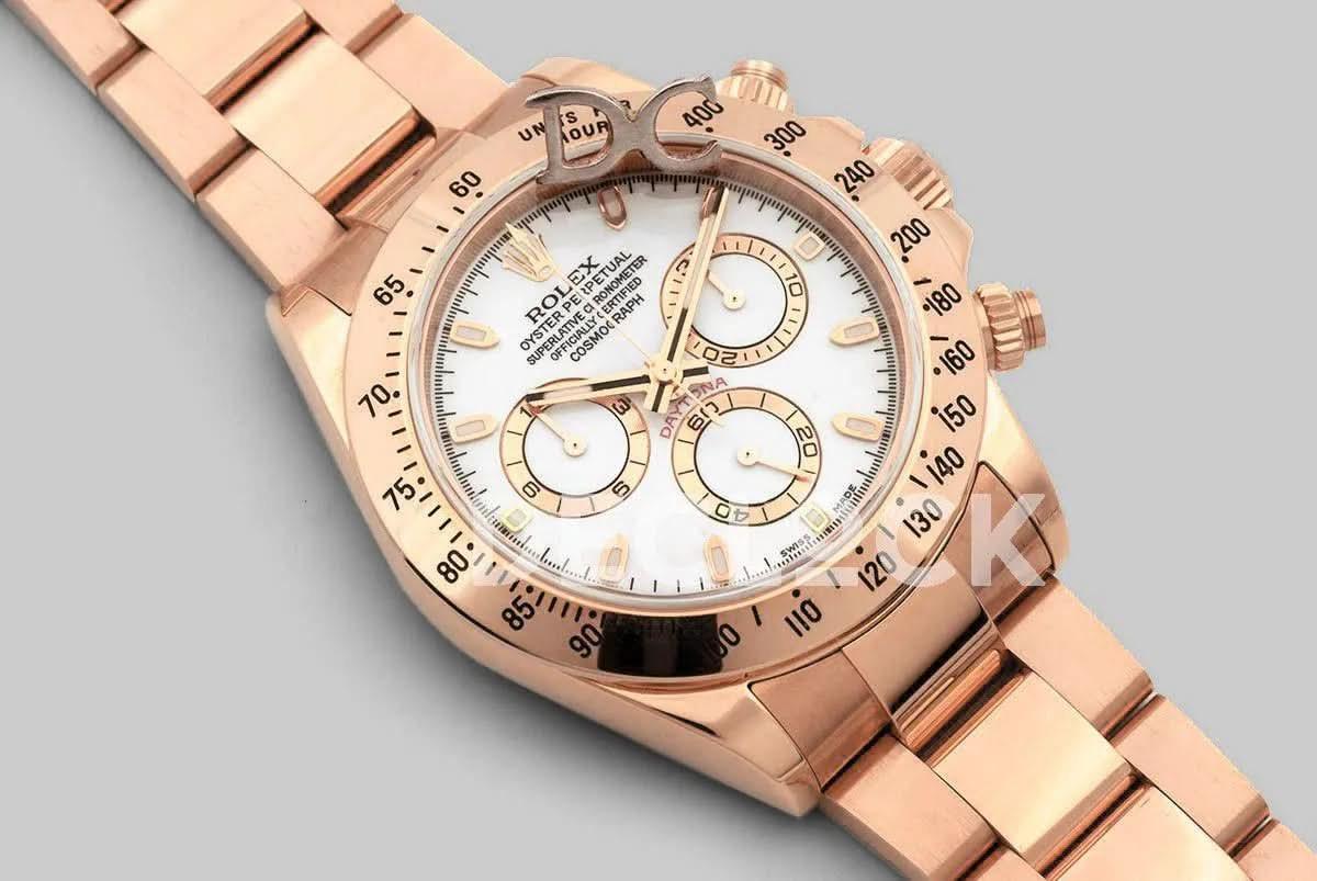 Replica Rolex Daytona 116528 White Dial with Rose Gold Bracelet |  Declock.