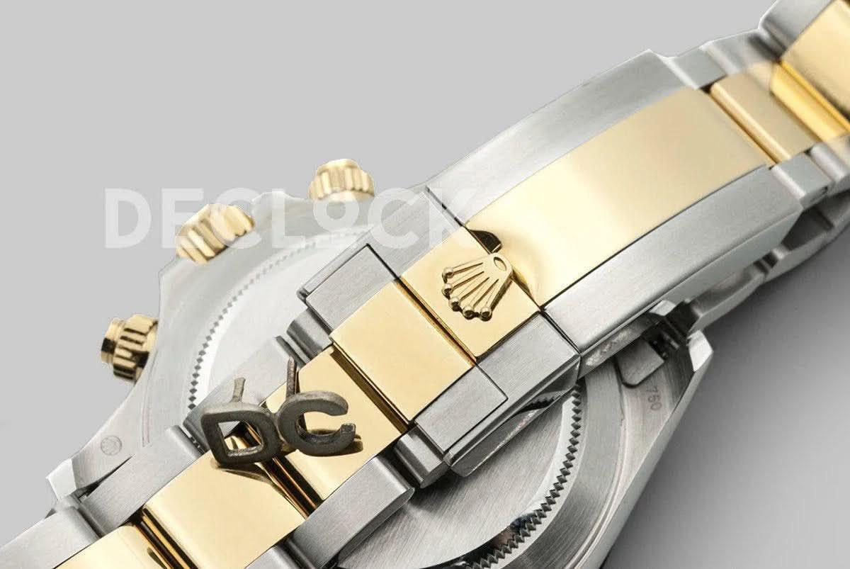 Replica Rolex Daytona 116528 White Dial with Two Tone Bracelet |  Declock.