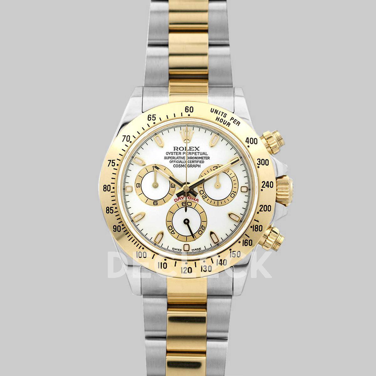 Replica Rolex Daytona 116528 White Dial with Two Tone Bracelet - Replica Watches