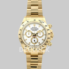 Replica Rolex Daytona 116528 White Dial with Yellow Gold Bracelet