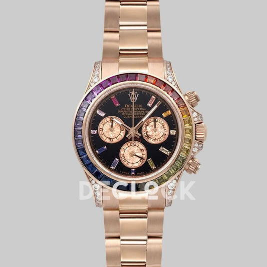 Replica Rolex Daytona 116595RBOW Black Dial in Everose Gold |  Declock.