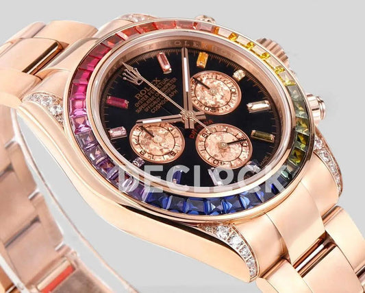 Replica Rolex Daytona 116595RBOW Black Dial in Everose Gold |  Declock.
