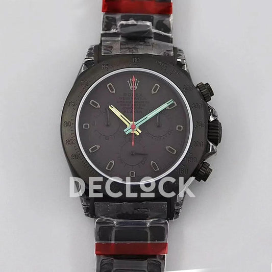 Replica Rolex Daytona Blaken Black DLC Bezel in Black Dial Multicolour Pointer | Declock.
