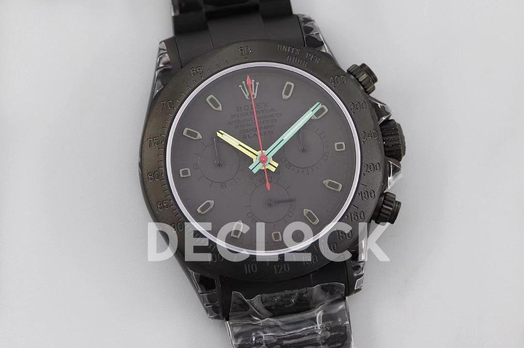 Replica Rolex Daytona Blaken Black DLC Bezel in Black Dial Multicolour Pointer - Replica Watches