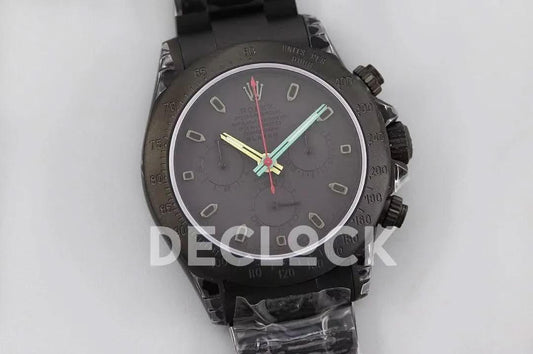 Replica Rolex Daytona Blaken Black DLC Bezel in Black Dial Multicolour Pointer |  Declock.