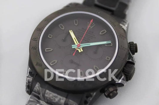 Replica Rolex Daytona Blaken Black DLC Bezel in Black Dial Multicolour Pointer |  Declock.