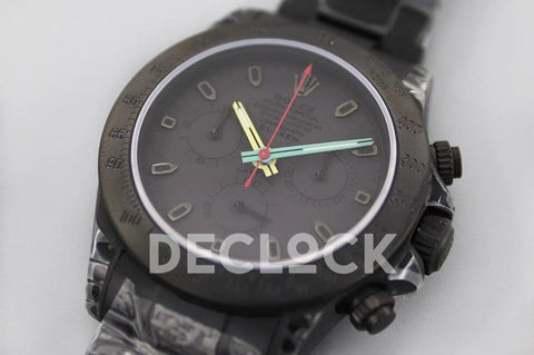 Replica Rolex Daytona Blaken Black DLC Bezel in Black Dial Multicolour Pointer - Replica Watches