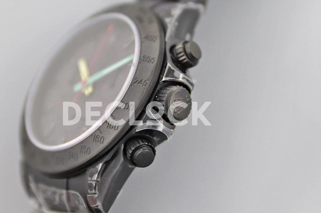 Replica Rolex Daytona Blaken Black DLC Bezel in Black Dial Multicolour Pointer - Replica Watches