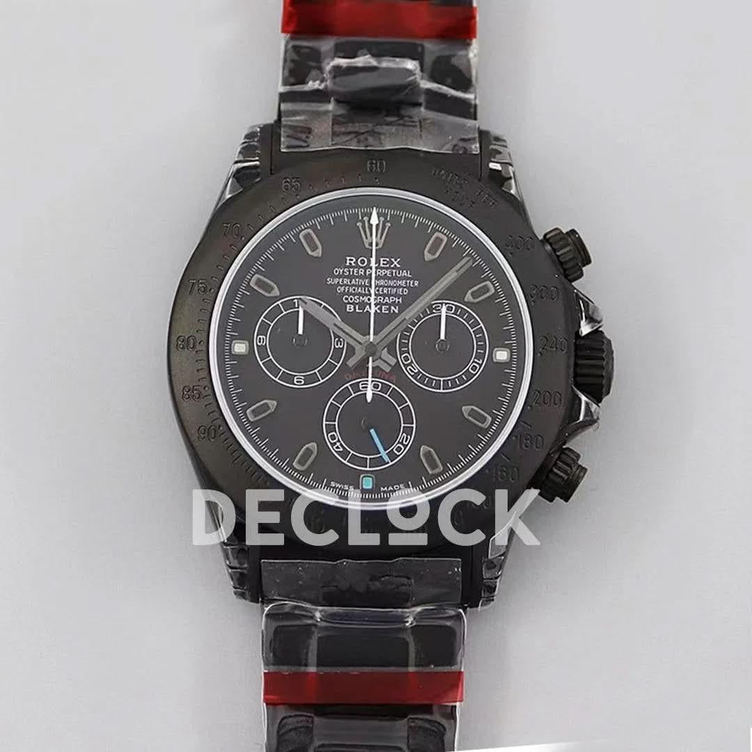 Replica Rolex Daytona Blaken Black DLC Bezel in Black Dial |  Declock.