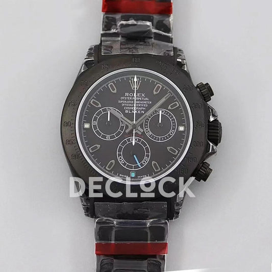 Replica Rolex Daytona Blaken Black DLC Bezel in Black Dial | Declock.