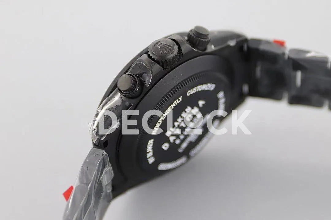 Replica Rolex Daytona Blaken Black DLC Bezel in Black Dial