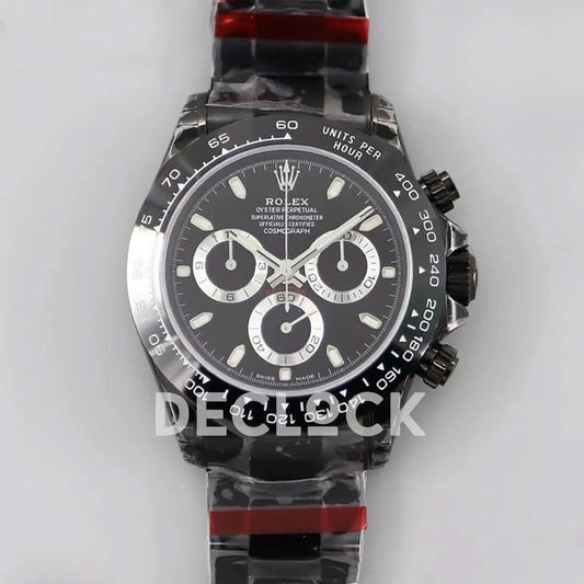 Replica Rolex Daytona Blaken Black DLC Ceramic Bezel in Black Dial |  Declock.