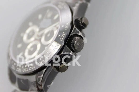 Replica Rolex Daytona Blaken Black DLC Ceramic Bezel in Black Dial |  Declock.